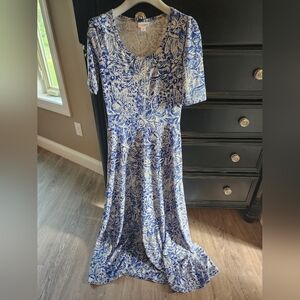 LuLaRoe Blue and White Dress